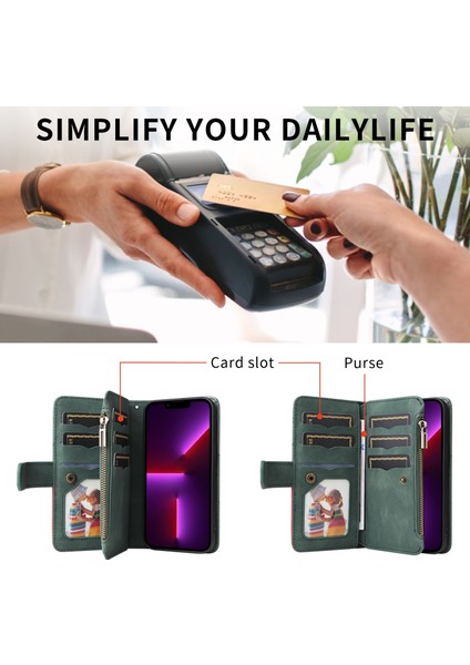 Samsung Galaxy A23 4g/5g Için Flip Case, Manyetik Kapatmalı Fermuarlı Cüzdan Kılıfı, 9 Kartlık ve Bileklik (Yurt Dışından) fırsatları
