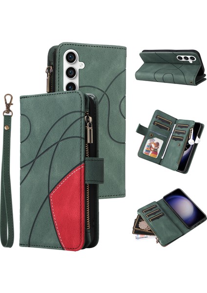 Samsung Galaxy S23 Fe Için Flip Case, Manyetik Kapatmalı Fermuarlı Cüzdan Kılıfı, 9 Kartlık ve Bileklik (Yurt Dışından)