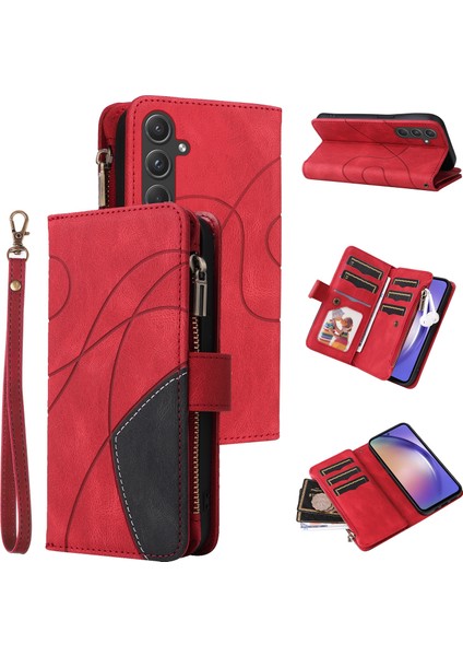Samsung Galaxy A55 5g Için Flip Case, Manyetik Kapatmalı Fermuarlı Cüzdan Kılıfı, 9 Kartlık ve Bileklik (Yurt Dışından)