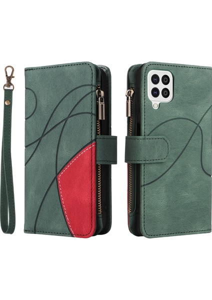 Samsung Galaxy A22 4g Için Flip Case, Manyetik Kapatmalı Fermuarlı Cüzdan Kılıfı, 9 Kartlık ve Bileklik (Yurt Dışından) fiyatları