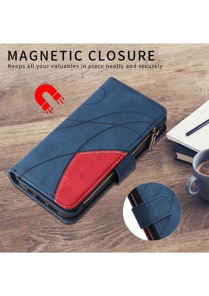 Oppo A15/A15S Için Flip Case, Manyetik Kapatmalı Fermuarlı Cüzdan Kılıfı, 9 Kartlık ve Bileklik (Yurt Dışından) indirimleri