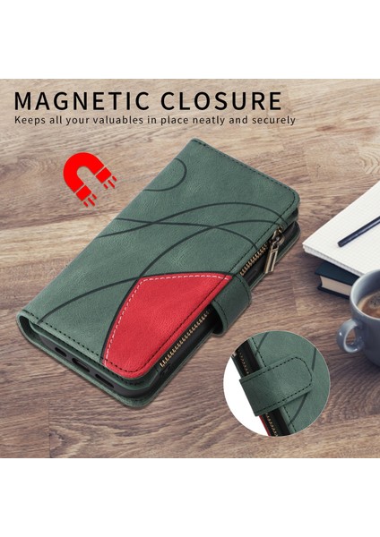 Oppo A15/A15S Için Flip Case, Manyetik Kapatmalı Fermuarlı Cüzdan Kılıfı, 9 Kartlık ve Bileklik (Yurt Dışından) indirimleri