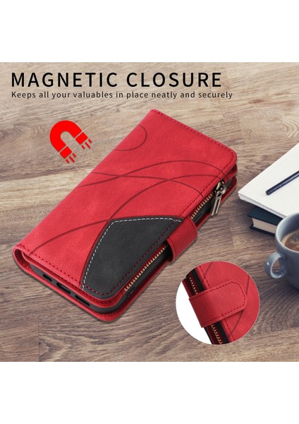 Oppo A15/A15S Için Flip Case, Manyetik Kapatmalı Fermuarlı Cüzdan Kılıfı, 9 Kartlık ve Bileklik (Yurt Dışından) indirimleri