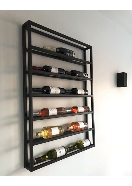 Metal Duvara Monte Şarap Standı, Cam Şişe Teşhir Standı
