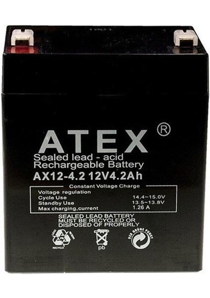 AX12-4.2 12 Volt 4.2 Amper Kuru Akü (90X70X101 Mm)