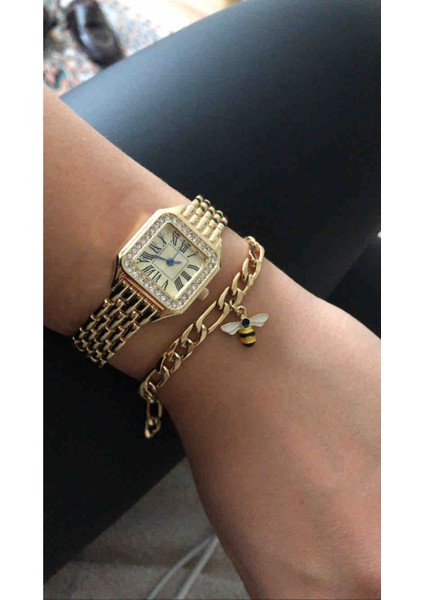 Kadın Kol Saati – Quartz Mekanizma, Çelik Kordon, Mineral Cam, 1 ATM Su Geçirmez Yuvarlak İyon Kaplama Kasa, Şık ve Dayanıklı Tasarım