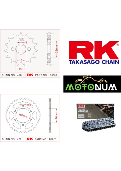 Yamaha R 125 Rk Premium Zincir Dişli Seti - Yüksek Performans ve Uzun Ömür