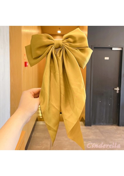 Zarif Kadın Saten Büyük Fiyonk Otomatik Toka Gold - Kurdele Fiyonklu Klipsli Saç Tokası fiyatları