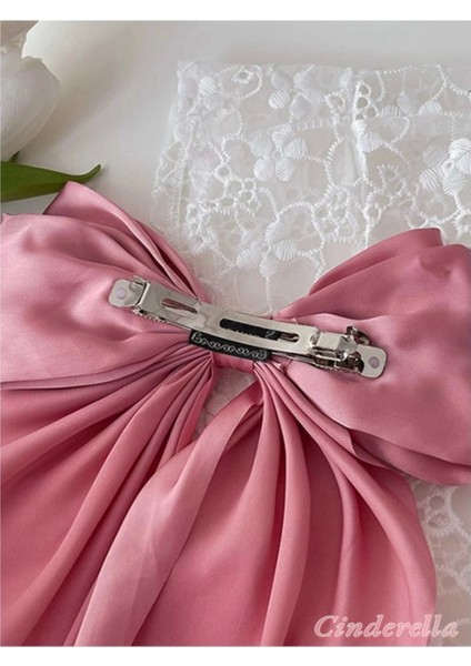 Zarif Kadın Saten Büyük Fiyonk Otomatik Toka Gold - Kurdele Fiyonklu Klipsli Saç Tokası fırsatları