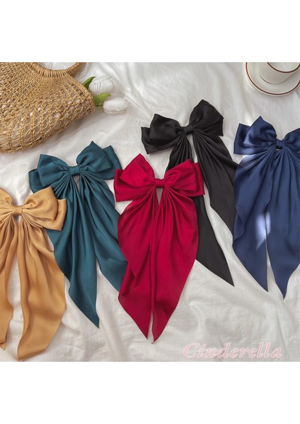 Zarif Kadın Saten Büyük Fiyonk Otomatik Toka Gold - Kurdele Fiyonklu Klipsli Saç Tokası indirimleri