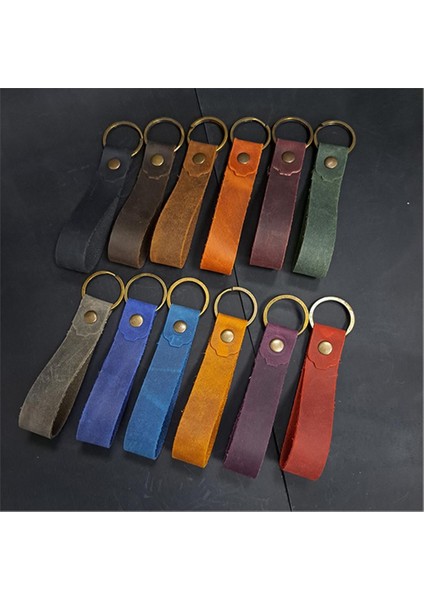 El Yapımı Hakiki Deri Düz Anahtarlık Kahverengi modelleri