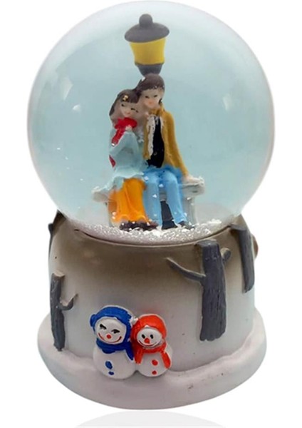 Işıklı Müzikli Sevgi Temalı Çift Orta Boy Kar Küresi