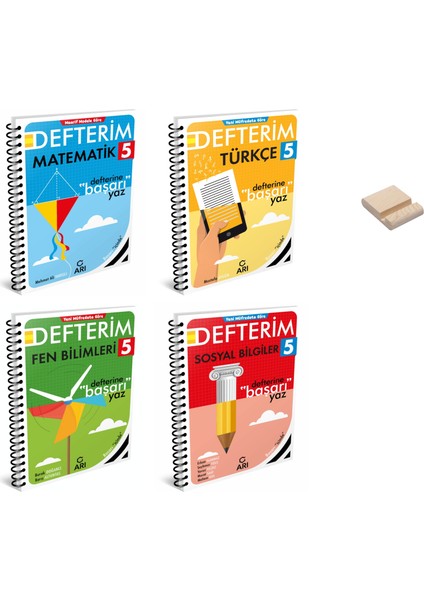 5. Sınıf Matematik Türkçe Fen ve Sosyal Defterim 4'lü Set + Telefon Standı