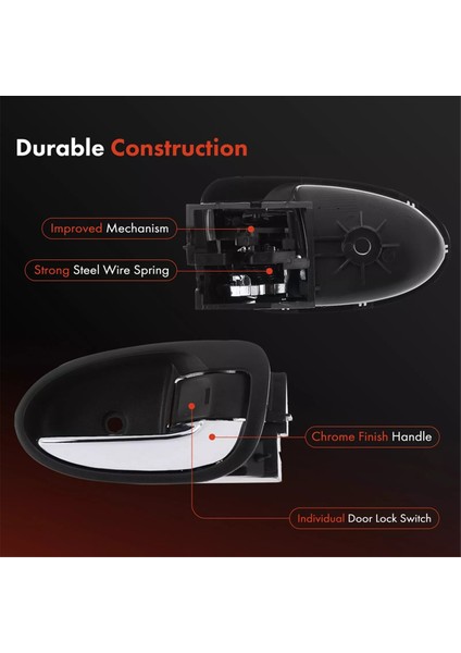 1 Çift Iç Kapı Kolu Çekmecesi Krom+Siyah Yaris Için (Yurt Dışından) indirimleri