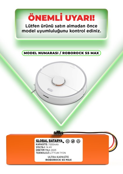 Roborock S5 Max Uyumlu Akıllı Robot Süpürge Bataryası 14.4V 7000MAH Li-Ion Pil (Ultra Kapasite) indirimleri