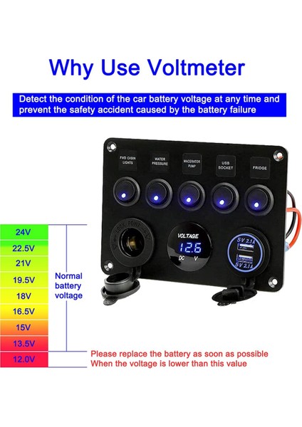 5 Çeteli Anahtar Paneli 12V24V Sıralı Sigorta Kutusu LED Anahtar Paneli (Yurt Dışından) fırsatları
