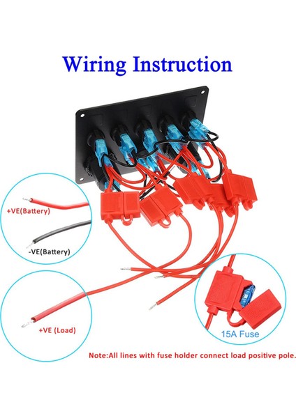 5 Çeteli Anahtar Paneli 12V24V Sıralı Sigorta Kutusu LED Anahtar Paneli (Yurt Dışından) indirimleri