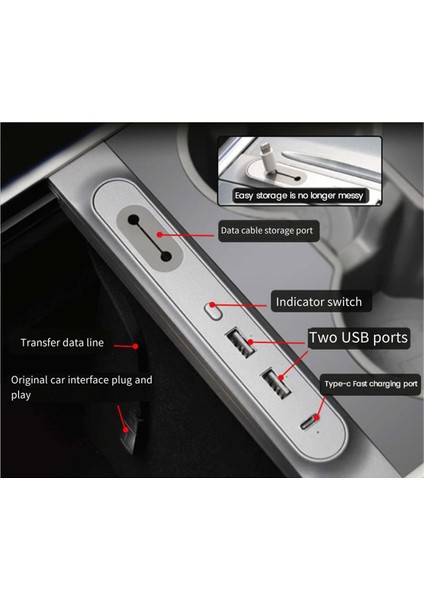 Y 21-23 Için 27W Orta Konsol USB Hub Yerleştirme Istasyonu (Yurt Dışından) indirimleri