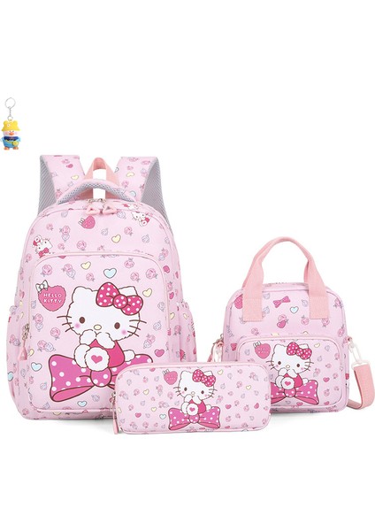 Üç Parçalı Çocuk Sırt Çantası Kız Öğrenci Okul Çantası Kt Kedi Sırt Çantası Karikatür Sırt Çantası Sevimli Sırt (Yurt Dışından)