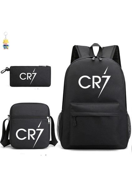 CR7C Luo Sırt Çantası Spor Çevresel Baskılı Sırt Çantası Çocuk Öğrenci Okul Çantası Omuz Çantası Kalem Çantası Üç Parçalı Set (Yurt Dışından)