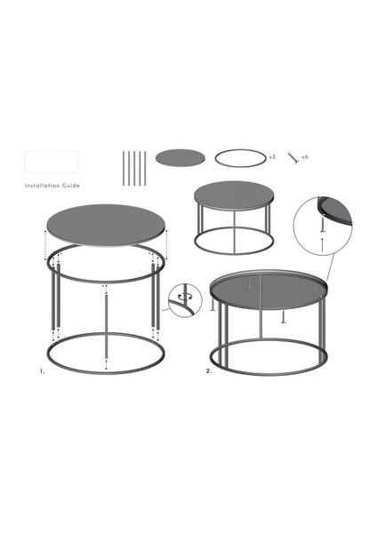 Orta Sehpa – Ceviz-Siyah Suntalam Üst, Metal Ayak, 70 cm Çap, 50 cm Yükseklik, Minimalist Salon Dekoru