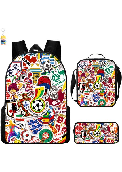 Futbol Yıldızı Messi Baskılı Sırt Çantası Üç Parçalı Çocuk Okul Çantası Ilkokul Çizgi Film Sırt Çantası (Yurt Dışından)