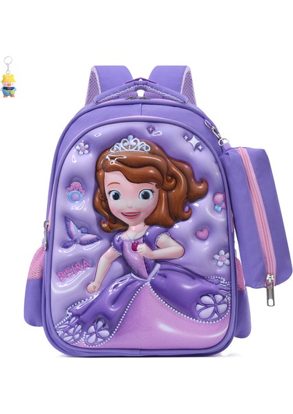 Kulomi Sırt Çantası Sofia Karikatür Okul Çantası Prenses Elsa Çocuk Okul Çantası 3D Üç Boyutlu Sırt Çantası (Yurt Dışından)