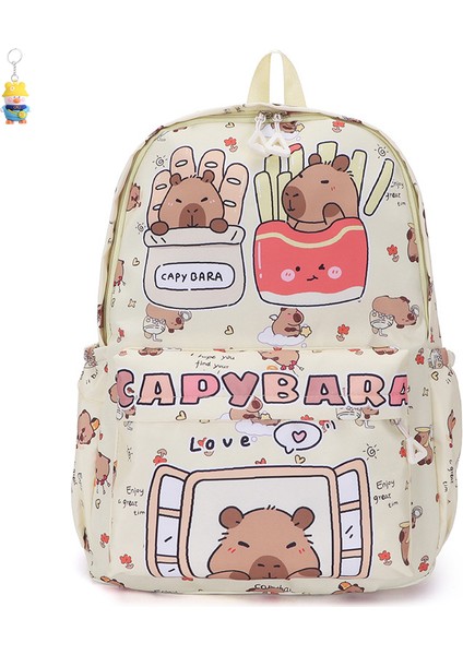 Kapibala Büyük Çocuk Okul Çantası Karikatür Sırt Çantası Öğrenci Okul Çantası Büyük Kapasiteli Ortaokul Öğrencisi Erkek ve Kadın Sırt Çantası (Yurt Dışından)