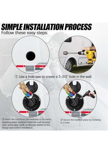 2'li Paket Siyah Karavan Ambar Kapakları Vidalı Yuvarlak Elektrik Kablosu Ambar Kapağı (Yurt Dışından) modelleri