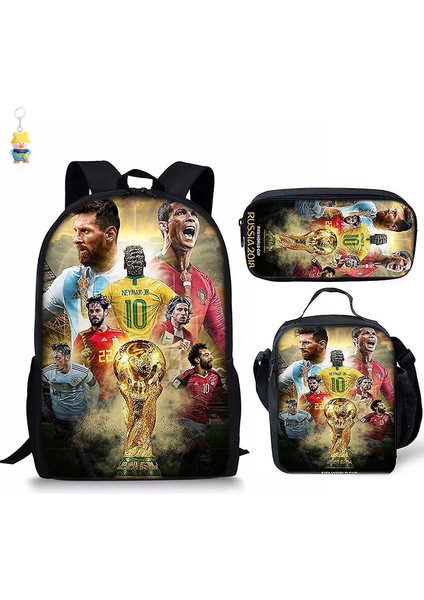 Futbol Yıldızı Messi Baskılı Sırt Çantası Üç Parçalı Çocuk Okul Çantası Ilkokul Çizgi Film Sırt Çantası (Yurt Dışından)