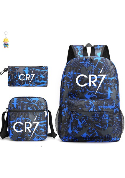 CR7C Luo Sırt Çantası Spor Çevresel Baskılı Sırt Çantası Çocuk Öğrenci Okul Çantası Omuz Çantası Kalem Çantası Üç Parçalı Set (Yurt Dışından)