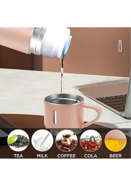 Kişiselleştirilebilir 3 Bardaklı Çelik Termos 05 Lt Pembe fiyatları