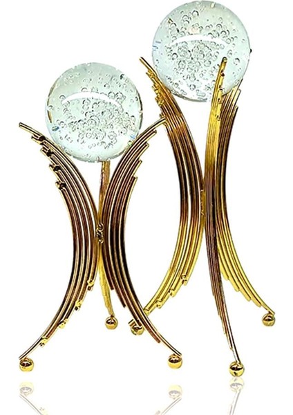 Metel Ayaklı Dekoratif Cam Obje