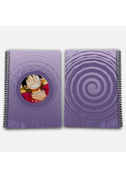 One Piece Luffy Kareli A4 Okul Defteri 72 Yaprak Model 3 - Hasır Şapka Serisi