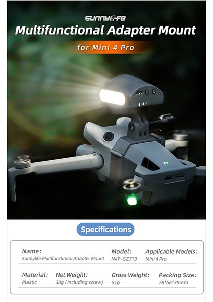Sunnylife For Mini 4 Pro Mount Multi Fonksiyonlu Eylem 4/GOPRO12 Spor Kamera Braket Montajı + Depolamış Seti (Yurt Dışından) modelleri