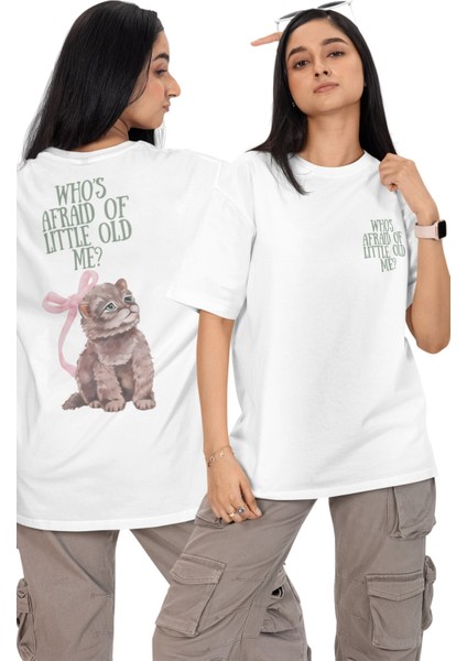 Unisex Who’s Afraid Of Little Old Me Sırt Baskılı Tişört, Oversize Taylor Swift Temalı T-Shirt