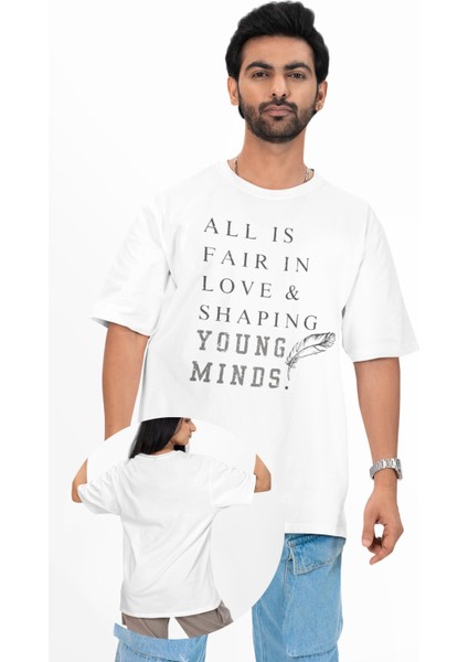 Unisex All Is Fair In Love Shaping Young Minds Baskılı Tişört, Oversize Taylor Swift Temalı T-Shirt