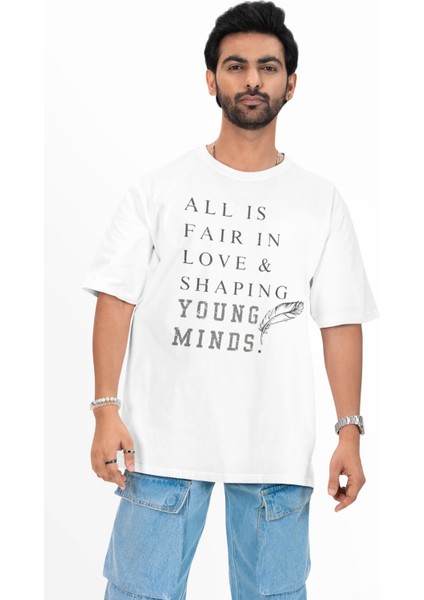 Unisex All Is Fair In Love Shaping Young Minds Baskılı Tişört, Oversize Taylor Swift Temalı T-Shirt modelleri