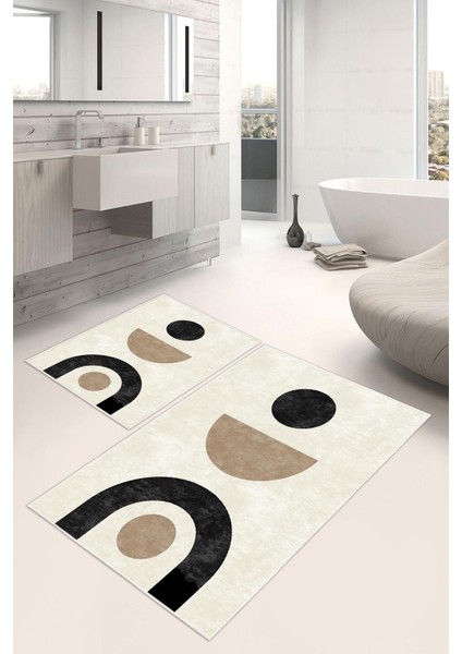 Dijital Baskı Art Serisi Kaymaz Taban 2li Set Banyo Paspası Klozet Takımı (50X60CM-60X100CM)