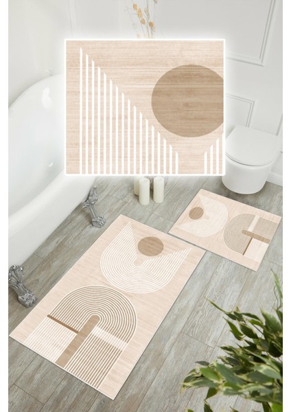 Dijital Baskı Modern Kaymaz Taban 2li Set Banyo Paspası Klozet Takımı (50X60CM-60X100CM) fiyatları