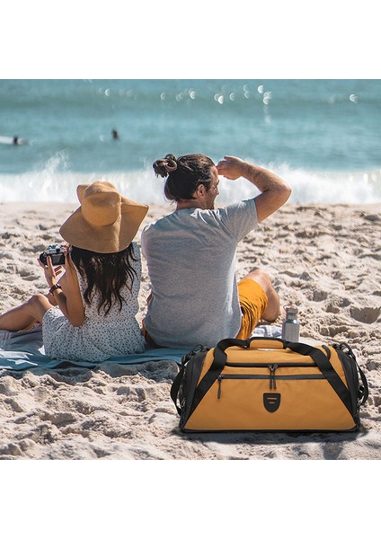 CF2902 Polyester Spor Çantası Büyük Kapasiteli Seyahat Bagajı Spor Çantası Ayakkabı Bölmeli-Siyah (Yurt Dışından) modelleri