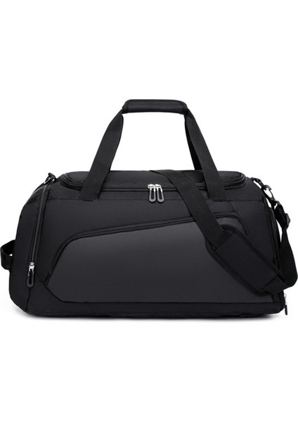 TL001 Oxford Kumaş Spor Çantası Seyahat Spor Çantası Ayakkabı Bölmeli, Islak Cepli-Siyah (Yurt Dışından)