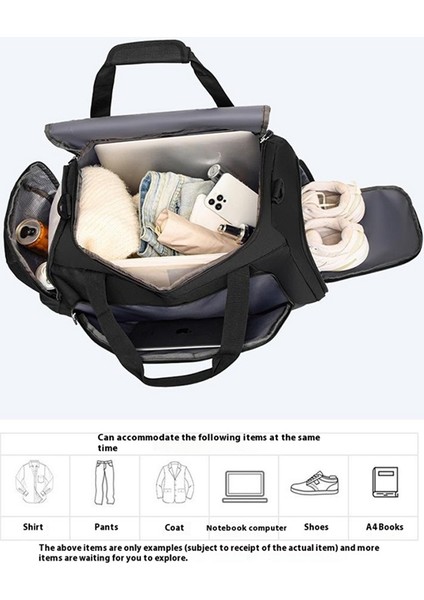 TL001 Oxford Kumaş Spor Çantası Seyahat Spor Çantası Ayakkabı Bölmeli, Islak Cepli-Siyah (Yurt Dışından) fırsatları