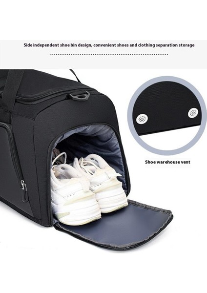 TL001 Oxford Kumaş Spor Çantası Seyahat Spor Çantası Ayakkabı Bölmeli, Islak Cepli-Siyah (Yurt Dışından) indirimleri