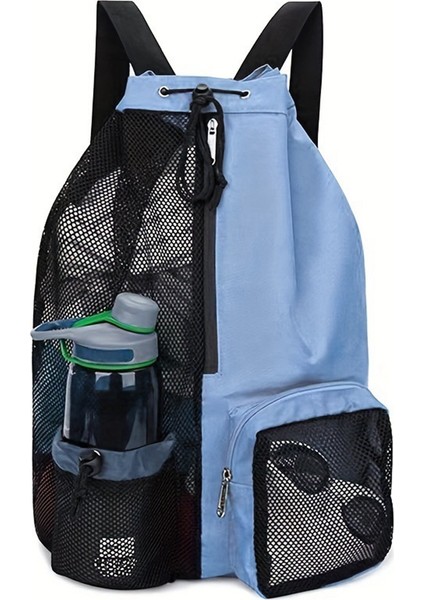 Halın A4011 Açık Hava Seyahat Yüzme Tırmanma Çift Omuz Çantası Bağcıklı File Tasarım Sırt Çantası-Mavi (Yurt Dışından)