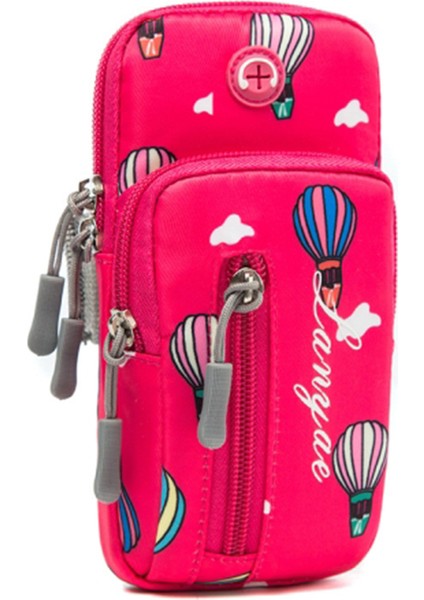 18 x 9 cm Telefon Tutucu Elastik Kol Bandı Sıcak Hava Balonu Desenli Kol Bandı Koşu Için Cep Telefonu Kılıfı (Boyut: L)-Gül (Yurt Dışından)