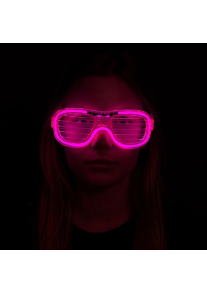 Pembe LED Işıklı Parti Gözlüğü - Neon Glow Şerit Gözlük 3 Modlu fiyatları