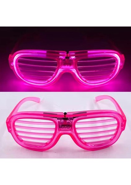 Pembe LED Işıklı Parti Gözlüğü - Neon Glow Şerit Gözlük 3 Modlu fırsatları