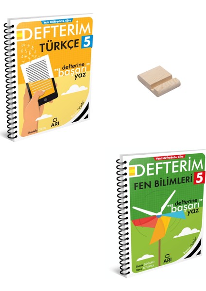 5. Sınıf Fen Bilimleri ve Türkçe Defterim + Telefon Standı