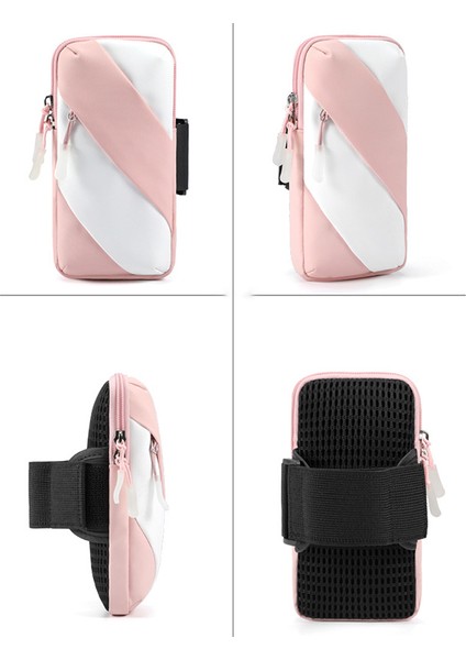 Oxford Kumaş + Polyester Kol Bandı Telefon Çantası Açık Hava Bisikleti İçin Hafif Cep Telefonu Kılıfı - Pembe / Beyaz (Yurt Dışından) indirimleri
